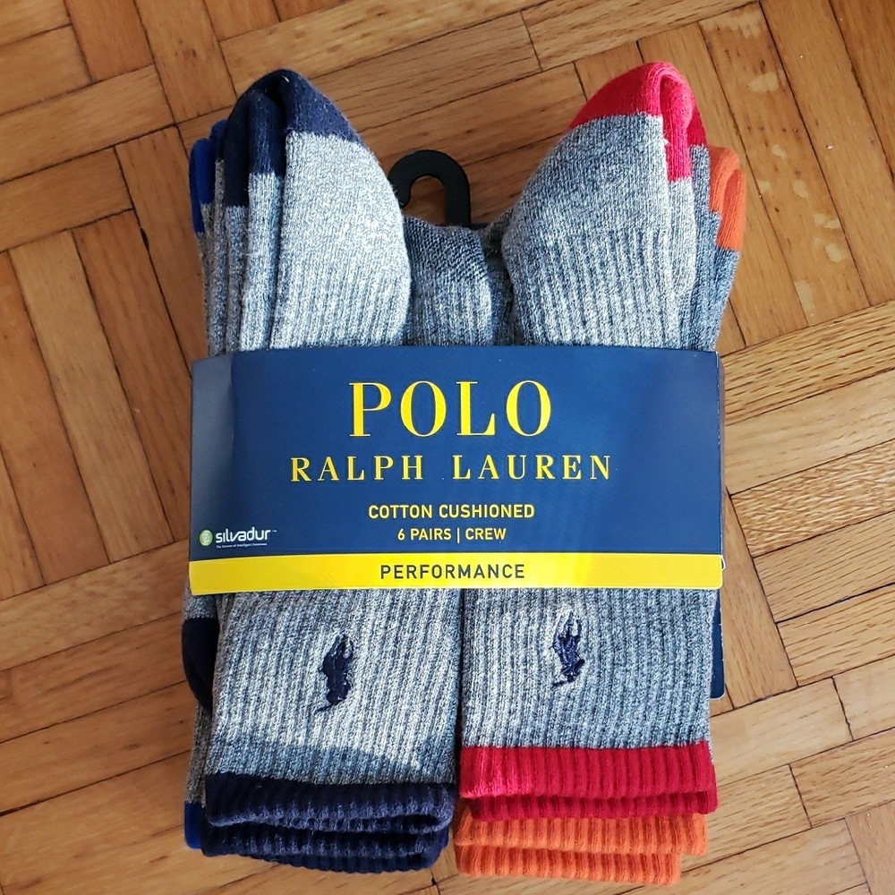 Polo by Ralph Lauren Gray and Blue Athletic Socks